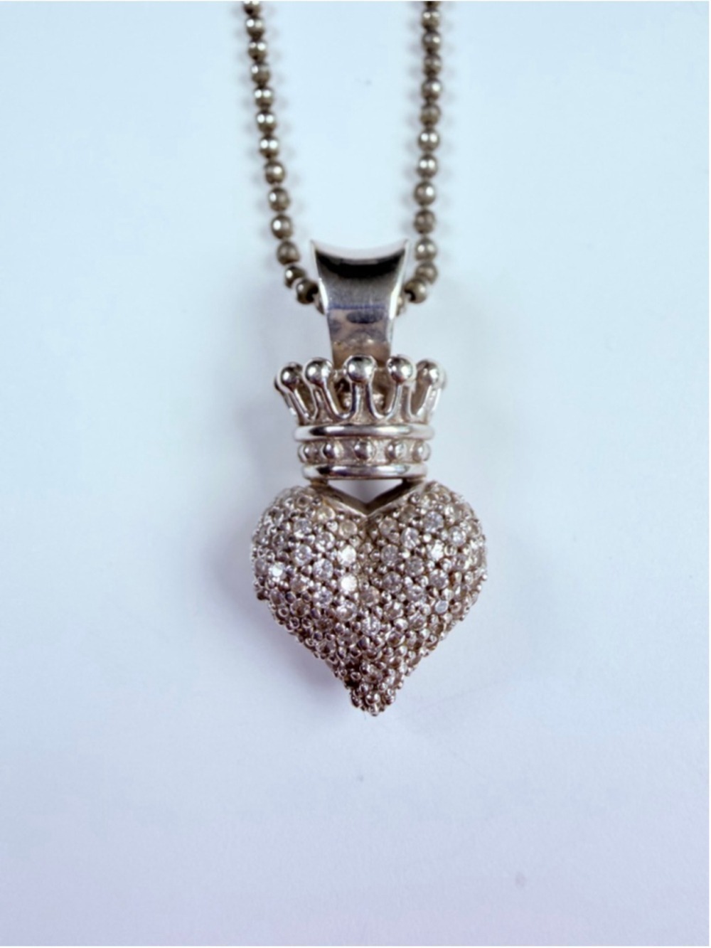 King Baby 3D White Pave Cubic Zirconia CZ Heart Pendant Chain Necklace $645
